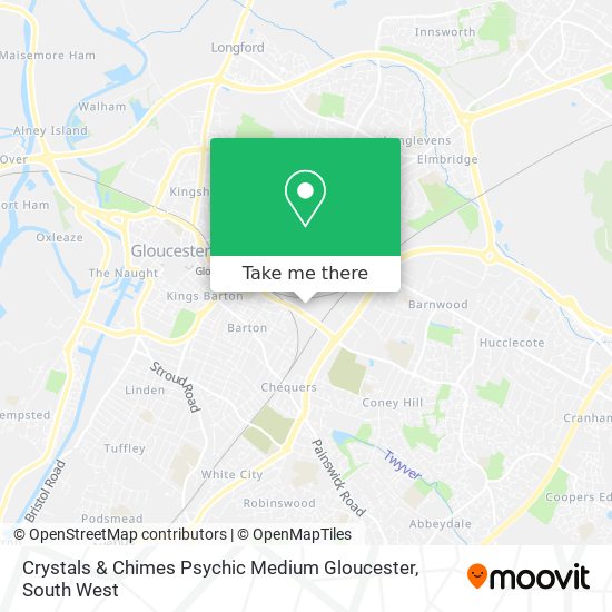 Crystals & Chimes Psychic Medium Gloucester map