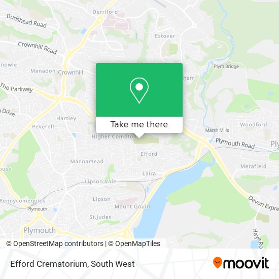 Efford Crematorium map