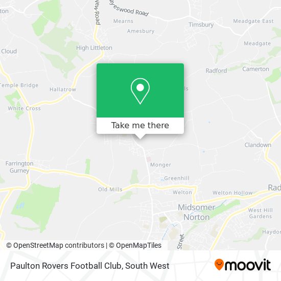 Paulton Rovers Football Club map