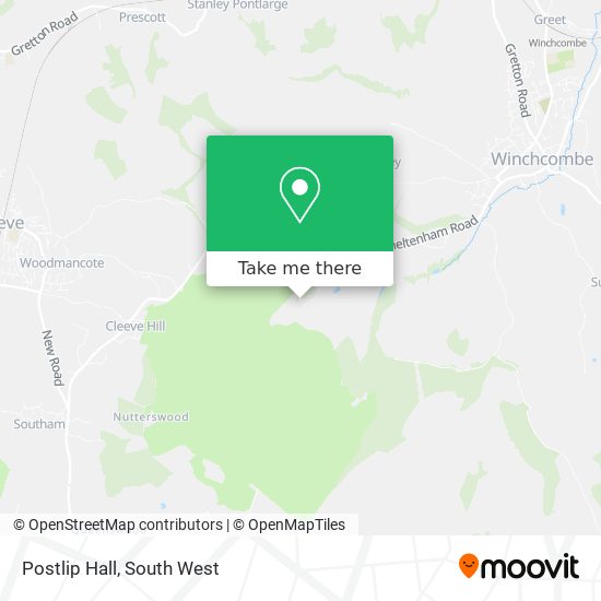 Postlip Hall map