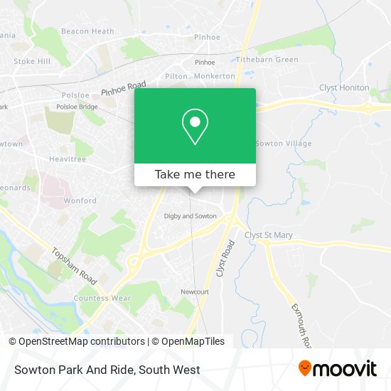 Sowton Park And Ride map
