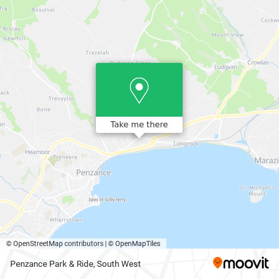 Penzance Park & Ride map