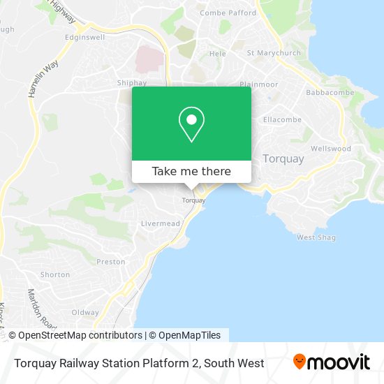 Torquay Railway Station Platform 2 map