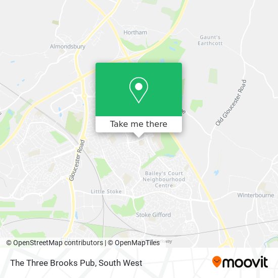 The Three Brooks Pub map