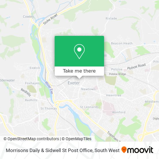 Morrisons Daily & Sidwell St Post Office map