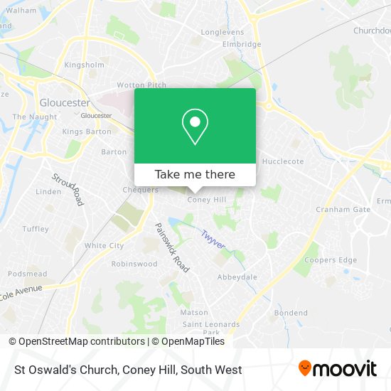 St Oswald's Church, Coney Hill map