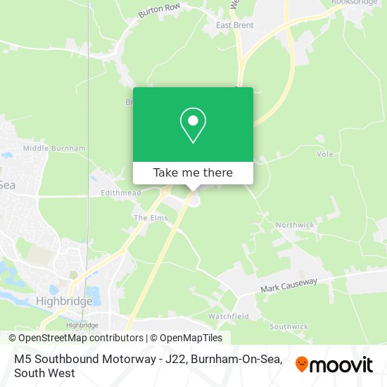 M5 Southbound Motorway - J22, Burnham-On-Sea map