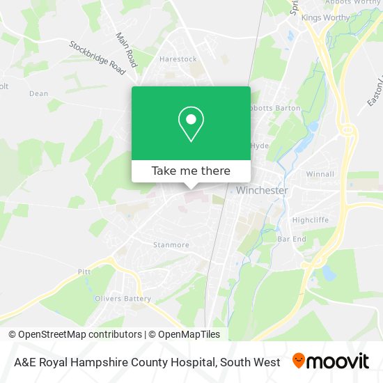 A&E Royal Hampshire County Hospital map
