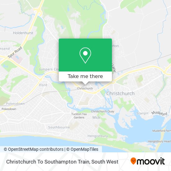 Christchurch To Southampton Train map
