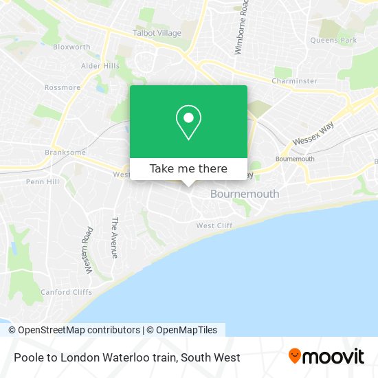 Poole to London Waterloo train map