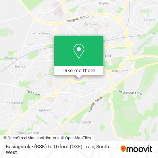 Basingstoke (BSK) to Oxford (OXF) Train map