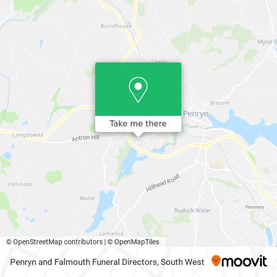 Penryn and Falmouth Funeral Directors map