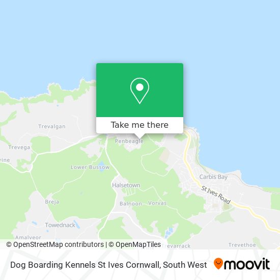 Dog Boarding Kennels St Ives Cornwall map
