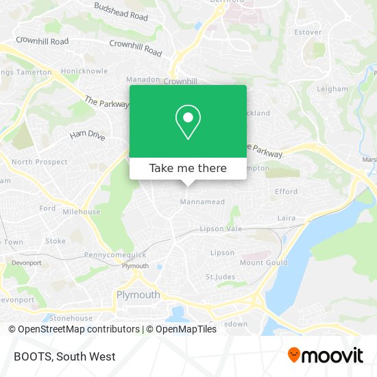 How to get to BOOTS in Plymouth by Bus or Train?