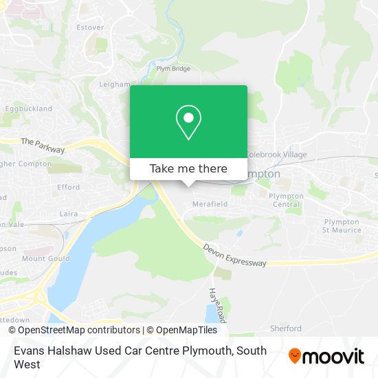 Evans Halshaw Used Car Centre Plymouth map