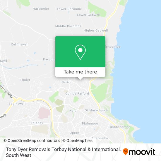 Tony Dyer Removals Torbay National & International map