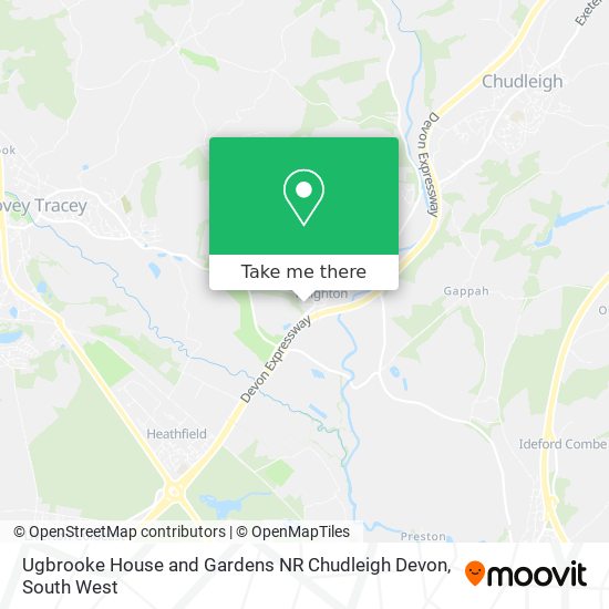 Ugbrooke House and Gardens NR Chudleigh Devon map