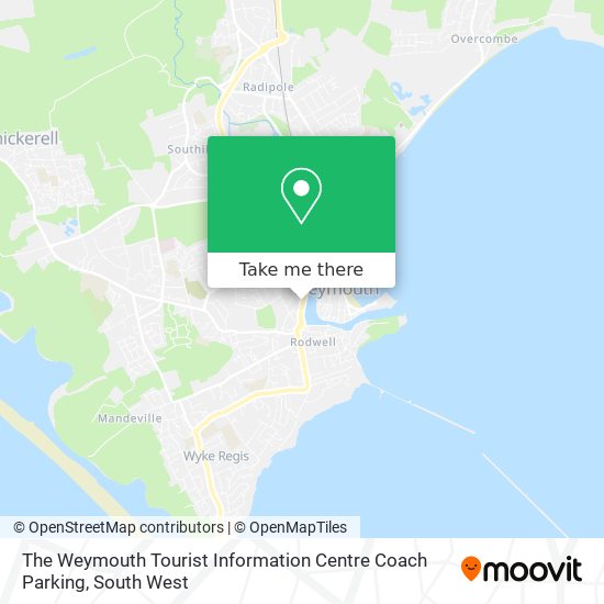 The Weymouth Tourist Information Centre Coach Parking map