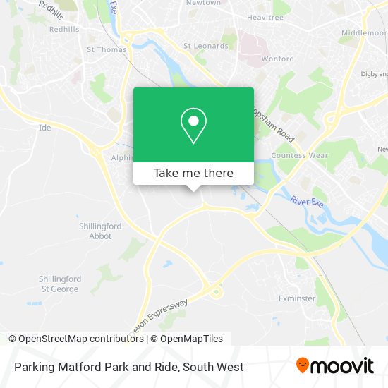 Parking Matford Park and Ride map