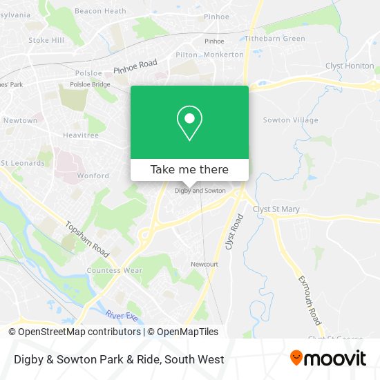 Digby & Sowton Park & Ride map