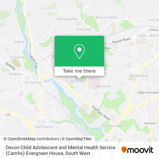 Devon Child Adolescent and Mental Health Service (Camhs)-Evergreen House map