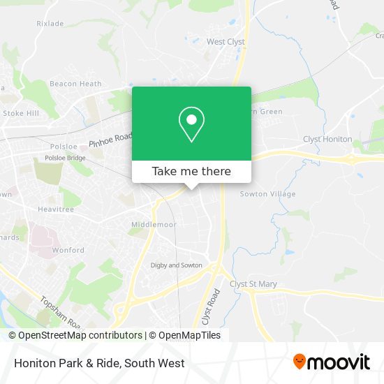 Honiton Park & Ride map