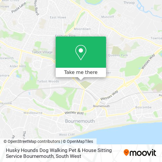 Husky Hounds Dog Walking Pet & House Sitting Service Bournemouth map