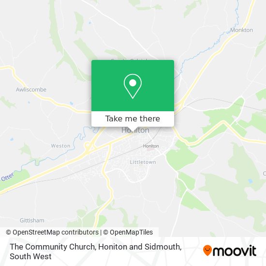 The Community Church, Honiton and Sidmouth map