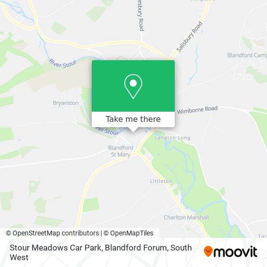 Stour Meadows Car Park, Blandford Forum map