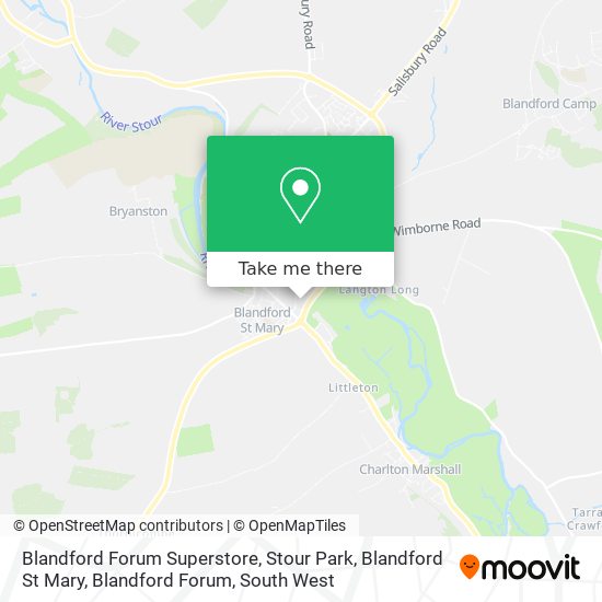 Blandford Forum Superstore, Stour Park, Blandford St Mary, Blandford Forum map