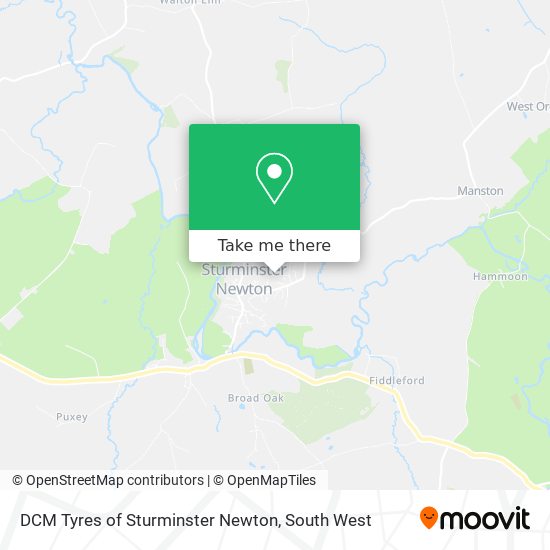 How to get to DCM Tyres of Sturminster Newton in North Dorset by Bus?