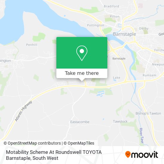 Motability Scheme At Roundswell TOYOTA Barnstaple map