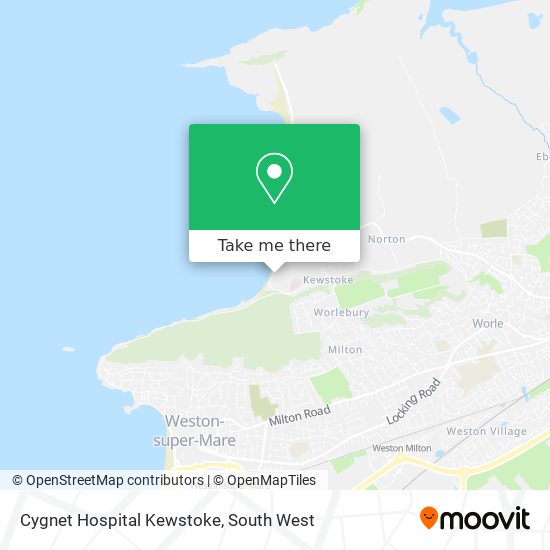 Cygnet Hospital Kewstoke map