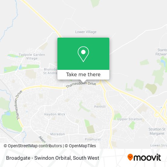 Broadgate - Swindon Orbital map