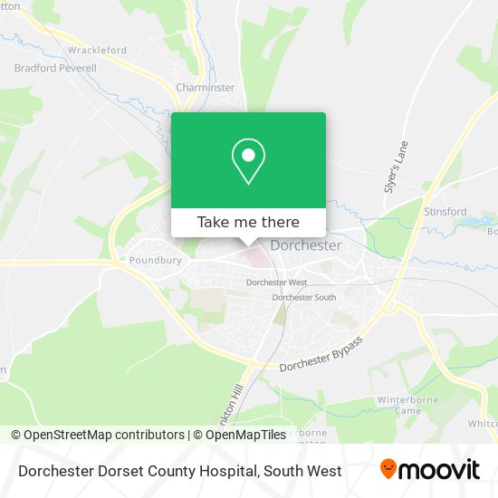 Dorchester Dorset County Hospital map