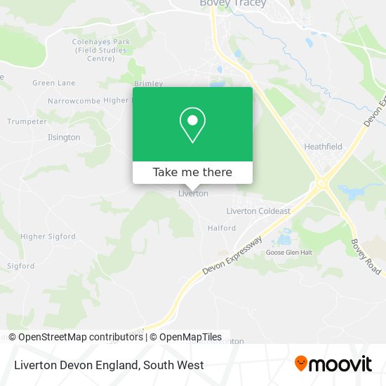 Liverton Devon England map