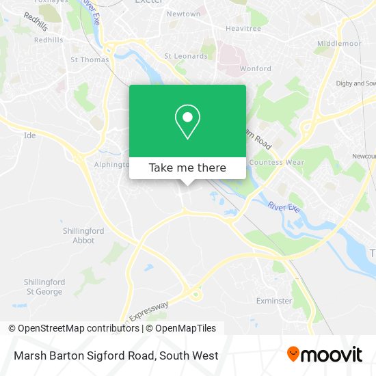 Marsh Barton Sigford Road map