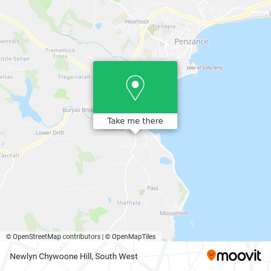Newlyn Chywoone Hill map