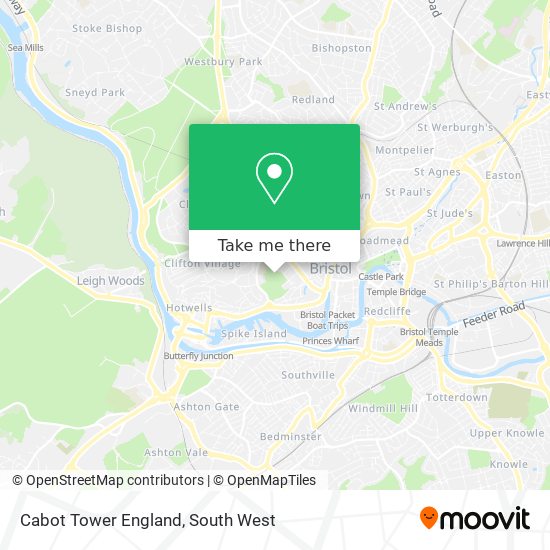 Cabot Tower England map
