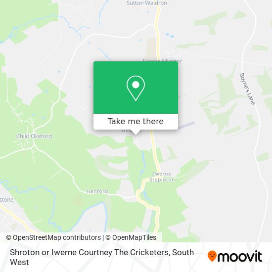Shroton or Iwerne Courtney The Cricketers map