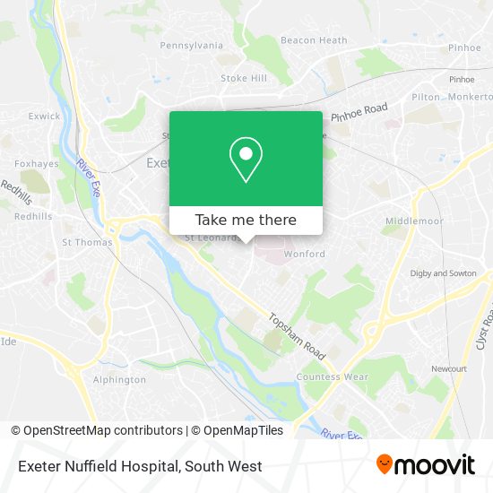 Exeter Nuffield Hospital map