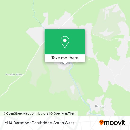 YHA Dartmoor Postbridge map