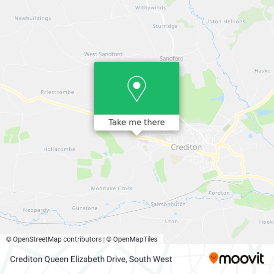 Crediton Queen Elizabeth Drive map