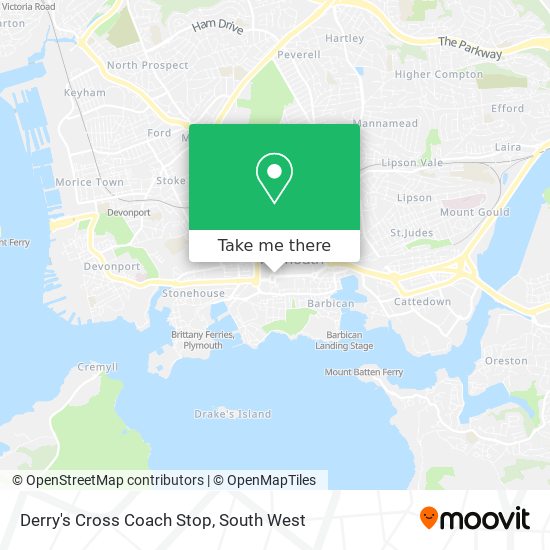 Derry's Cross Coach Stop map