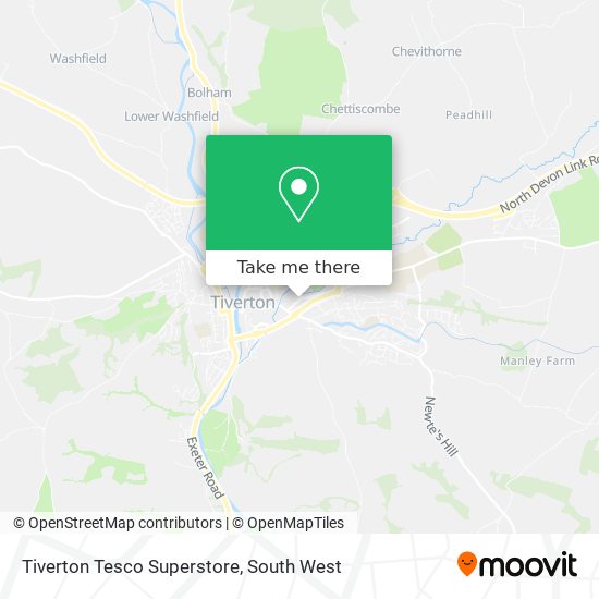 Tiverton Tesco Superstore map