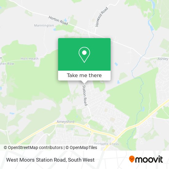 West Moors Station Road map