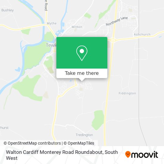 Walton Cardiff Monterey Road Roundabout map