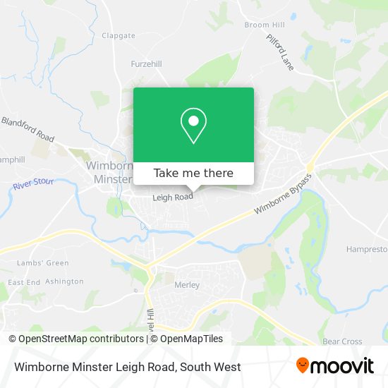 Wimborne Minster Leigh Road map