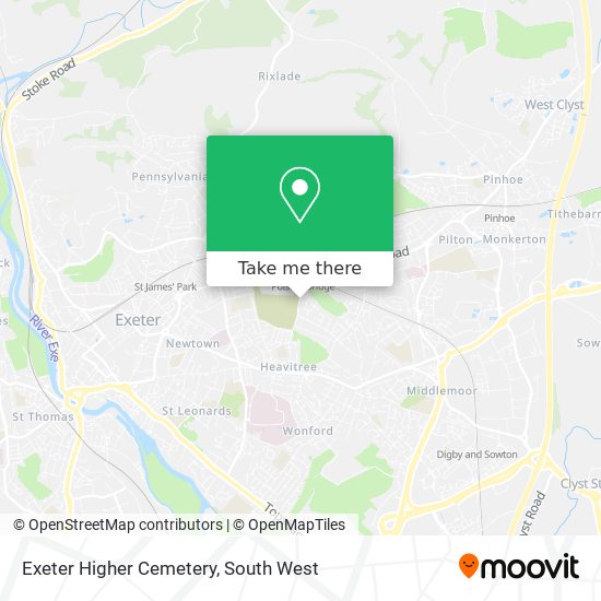 Exeter Higher Cemetery map