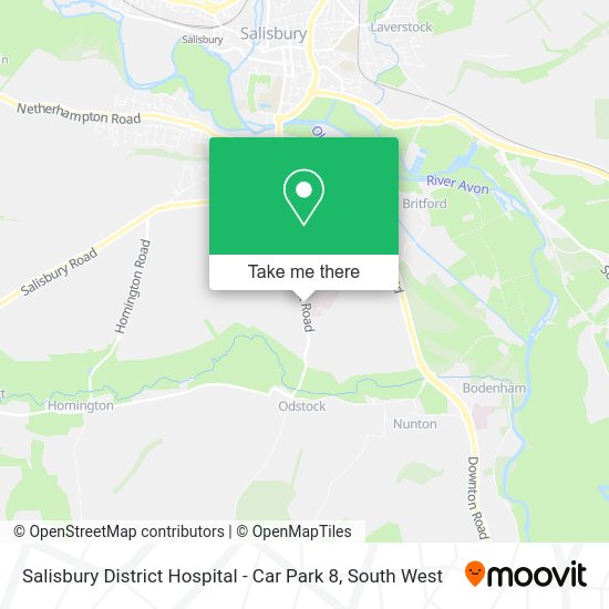 How to get to Salisbury District Hospital Car Park 8 in Wiltshire by bus or train?